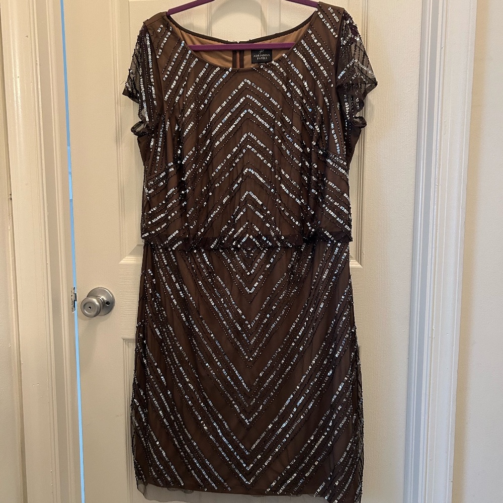 Adrianna Papell Sequin Cocktail Dress (14W)